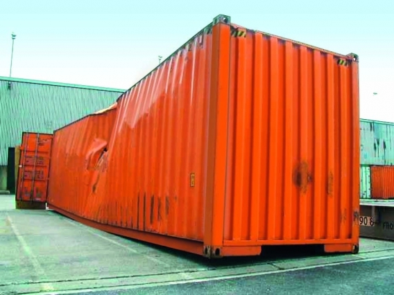 Badly damaged container